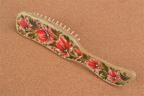 Schachteln kinder art porzellanmalerei tole malerei künstler malerei norwegisches rosemaling petrykivka. Schöner künstlerischer Haarkamm aus Holz mit Petrykiwka ...
