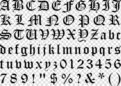 Old English Blackletter Lettering Font Gothic Transparent Clip Art My