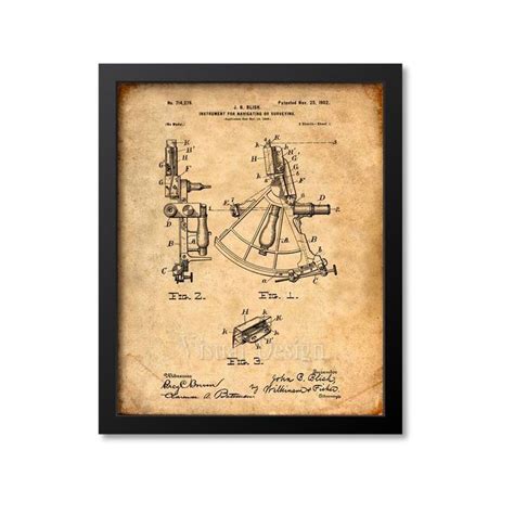 sailing sextant patent print from 1902 sailing t boating etsy patent art etsy wall art