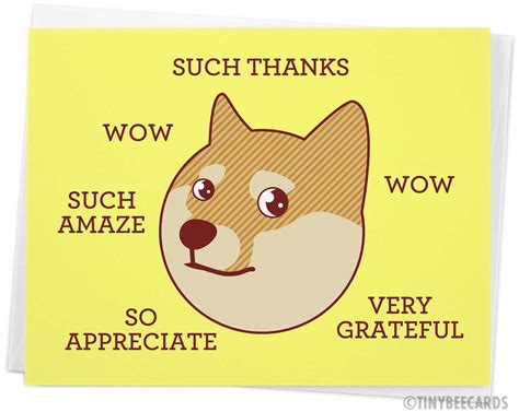 Funny Thank You Card Such Thanks Doge Card Etsy Uk