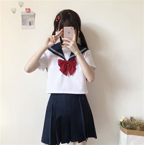 White 2 Lines Jk Uniform Orthodox Japanese Sailor Clothes Long And
