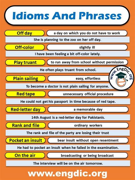 Interesting Idioms And Phrases In English With Meaning Engdic