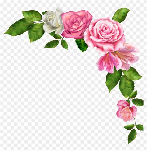Pink Flower Border Clipart Antique Images Floral Frame Digital