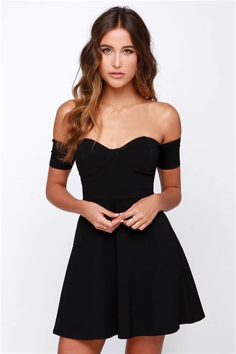 Little Black Dress Off The Shoulder Dress Skater Dress 4300 Lulus