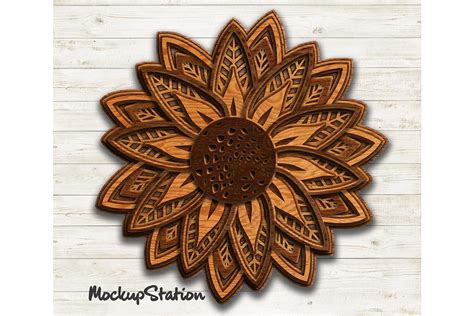 Sunflower 3d Mandala Svg Flower Layered Design Png Dxf Cut File By
