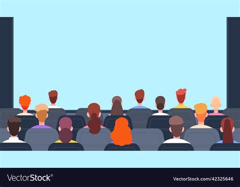People In Cinema Back View Theatre Audience Vector Image
