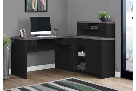 Black And Grey L Shaped Computer Desk By Monarch At