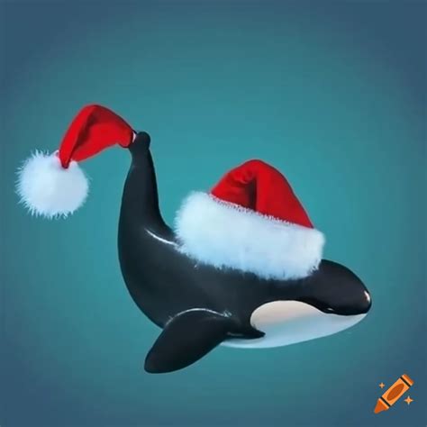 Orca Whales Wearing Santa Hats For Christmas
