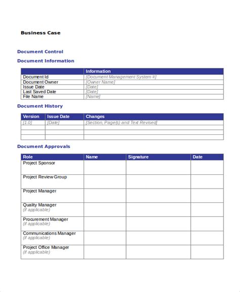 Free Business Case Template In Excel Riset