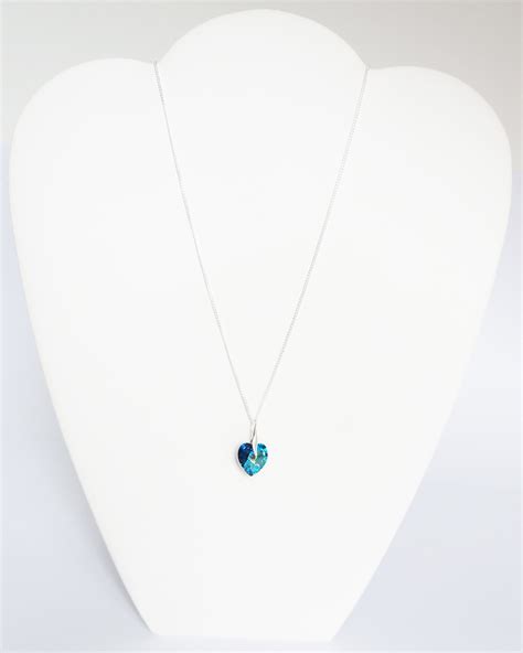 Blue Crystal Heart Necklace Les Bijoux Du Nibou