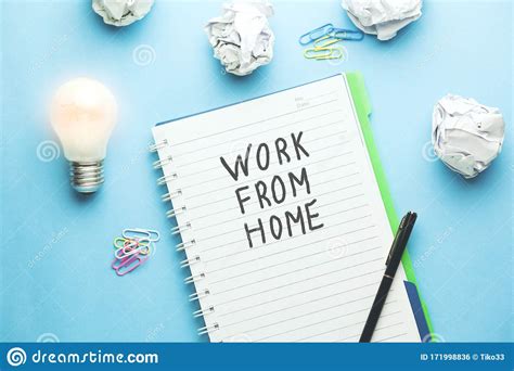 Work From Home Text Written On Page Stock Photo Image Of Business
