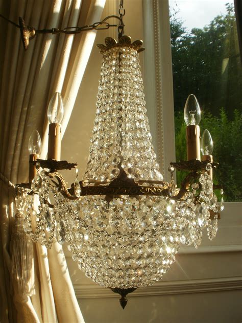 Vintage French Empire Bronze And Crystal Chandelier Old Chandelier