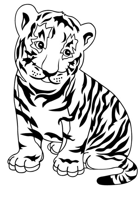 The seal in the center has a blue border and white stars. Coloring Pages | Cute Baby Tiger Coloring Page