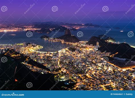 Rio De Janeiro City View At Night Stock Image Image Of Famous