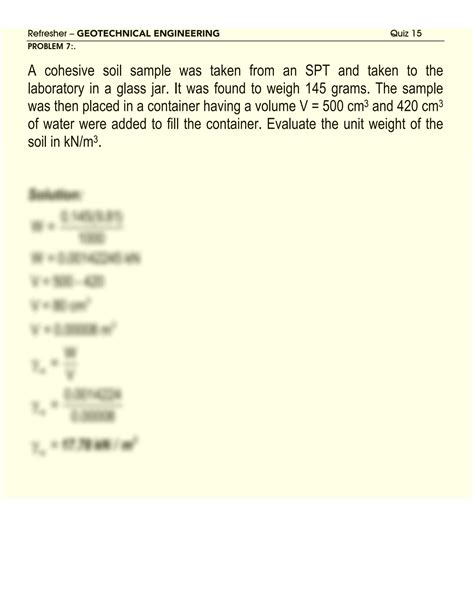 Solution Geotechnical Engineering Practice Quiz With Answer And