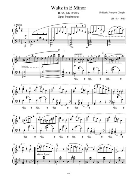 chopin waltz in e minor b 56 kk iva 15 sheet music for piano solo