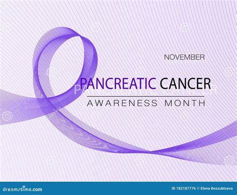 Pancreatic Cancer Awareness Realistic Ribbon Poster With Purple Or