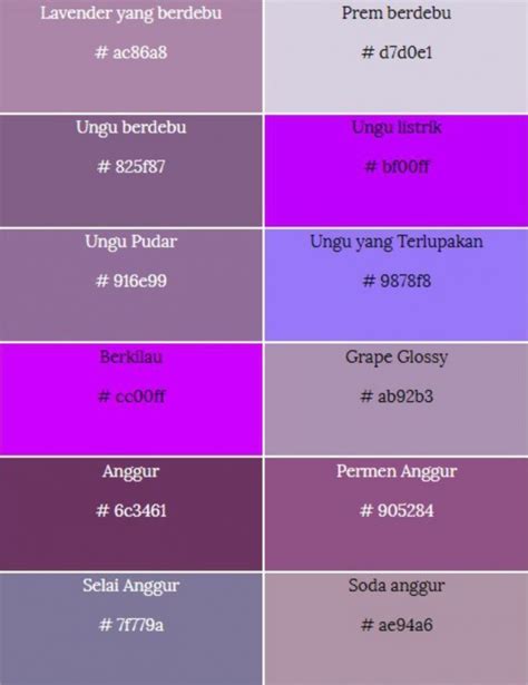 Maksud Warna Ungu Tua : Warna ungu atau violet telah dicatatkan sebagai
