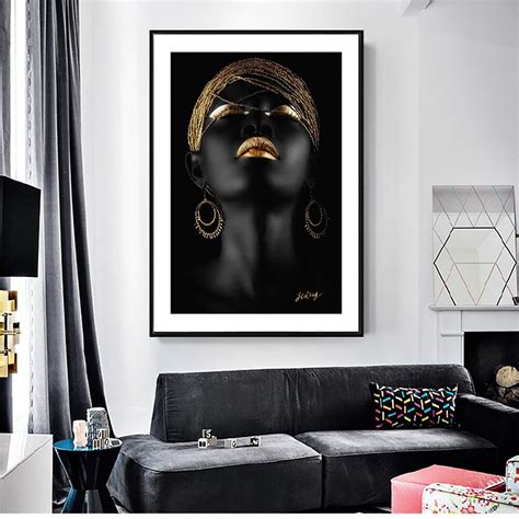 Nice Contemplator Black African Nude Woman Wall Stickers On Canvas