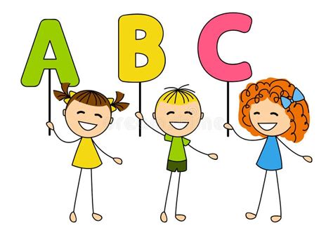 Crianças Bonitos Com Letras De Abc Ilustração Do Vetor Ilustração De Infância Fofofo 40110617