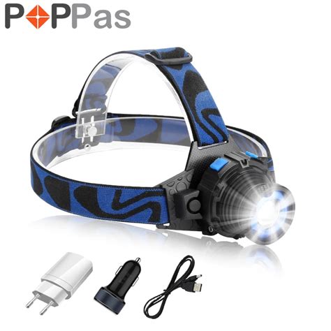 Poppas Headlamp Cree Q5 Chips Led Headlight High Bright Built In