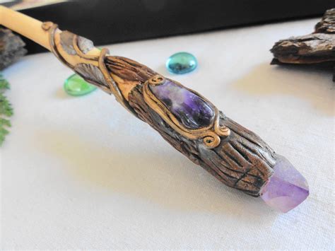 Wooden Wand Magic Wand Crystal Wand Golden Wand Witchy Etsy
