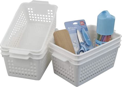fosly desktop storage basket white plastic handy basket 6 pack cupboard storage baskets f