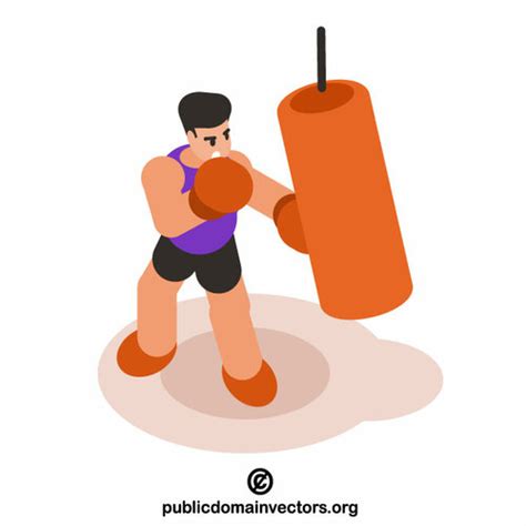 Boxer Punching A Punching Bag Public Domain Vectors