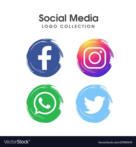 Social Media Logo Collection Royalty Free Vector Image