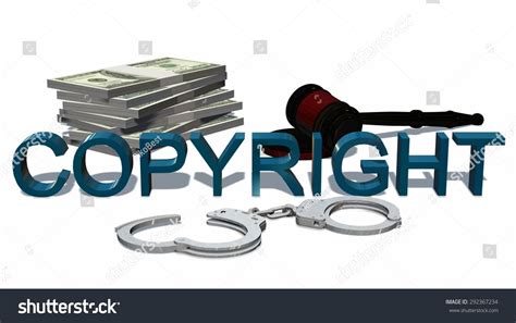 Copyright Sign Handcuffs Stacks 100 Dollars Stock Illustration