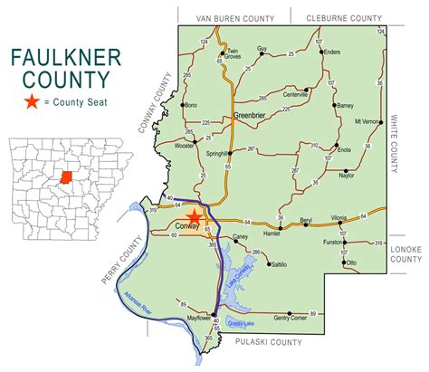 Faulkner County Map Encyclopedia Of Arkansas Faulkner