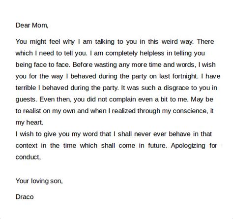 Apology Letter To Mom And Dad Sample Templates Sample