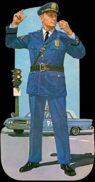 print of 1950s policeman directing traffic 1953 screen print in 2022 retro illustration