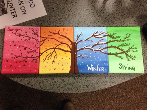 4 Seasons Painting Diy Canvas Art Painting Tree Painting Canvas Butterfly Art Painting