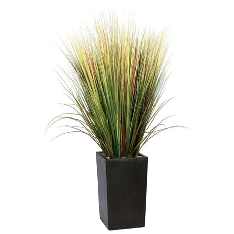 Laura Ashley 60 In Tall High End Realistic Silk Grass Floor Plant With Contemporary Planter