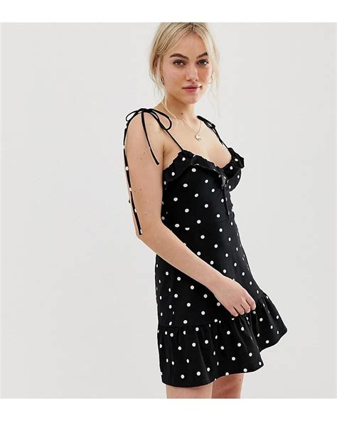 Lyst Asos Asos Design Petite Mini Sundress With Button Front And Pep