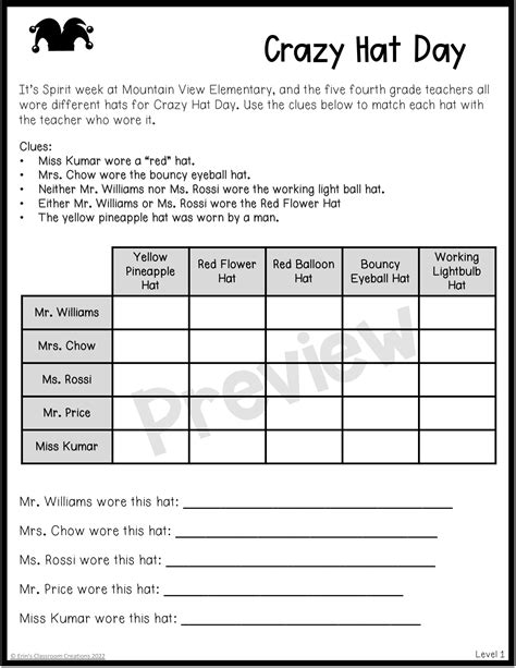 Level 1 Logic Puzzles Made By Teachers