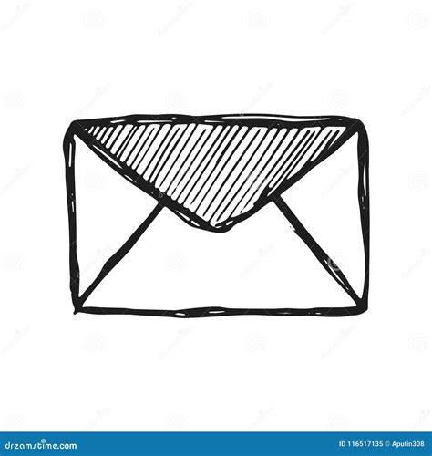 Mail Envelope Icon Vector Sketch Hand Insulated Drawing Stock Vector