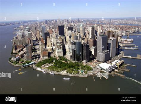 Aerial View Of Lower Manhattan New York City Usa Stock Photo Alamy