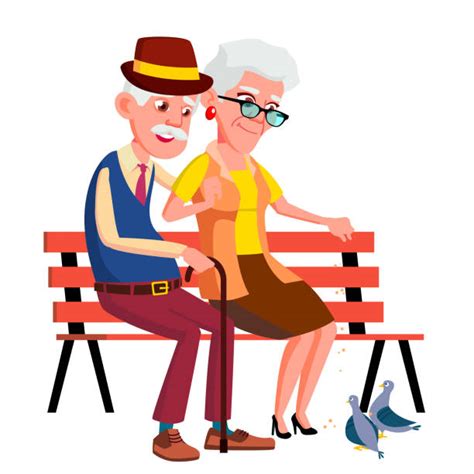 Best Cartoon Of The Two People Sitting On A Bench Illustrations