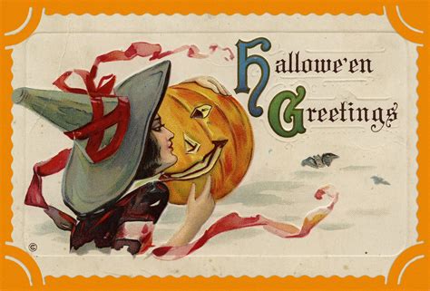 Vintage Halloween Witch Card Free Stock Photo Public Domain Pictures