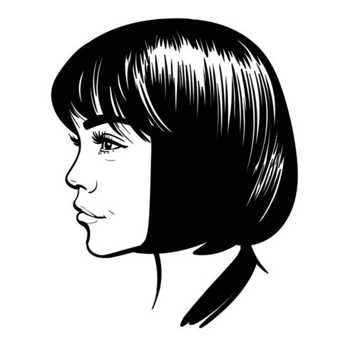 Beautiful Woman Portrait Bob Hairstyle Black And White Style