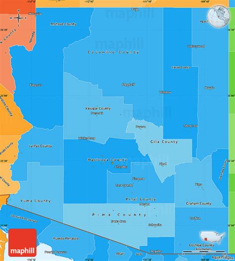 Political Shades Simple Map Of Arizona