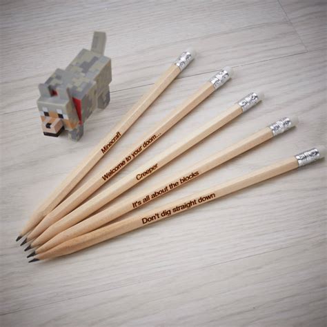Minecraft Inspired Pencil Set By Pink Biscuits
