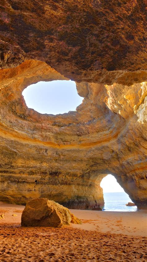 Benagil Cathedral Caves At Coast Of Algarve Lagoa Portugal Windows