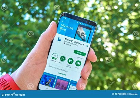 Microsoft Bing Search Mobile App On Samsung S8 Editorial Image Image