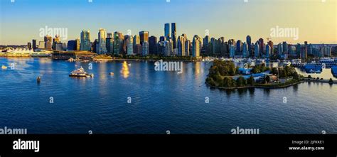 Panorama Photo Of Vancouver City At Sunset British Columbia Canada