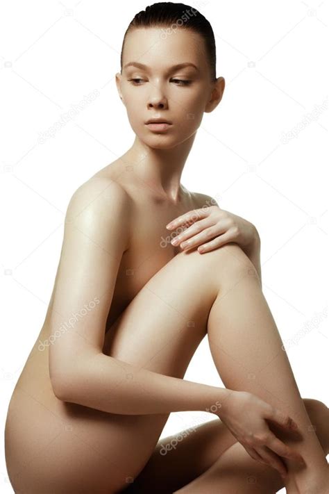 Immagine Di Una Donna Nuda Sana Con Corpo Perfetto Su Bianco Bella