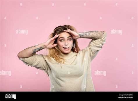 Surprised Astonished Overwhelmed Girl Reaction Stock Photo Alamy