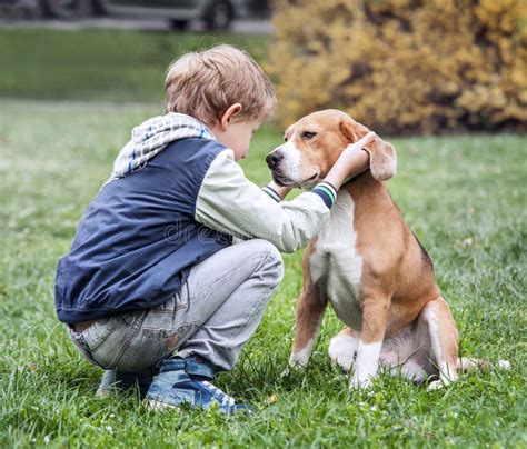 Two Best Friends Boy And His Dog Stock Image Image Of Animal Love